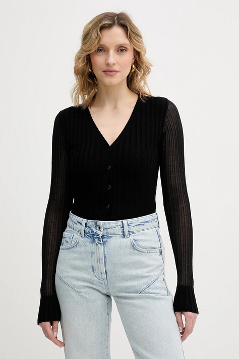 Pinko kardigan z dodatkiem wełny damski kolor czarny lekki 106321 A34B