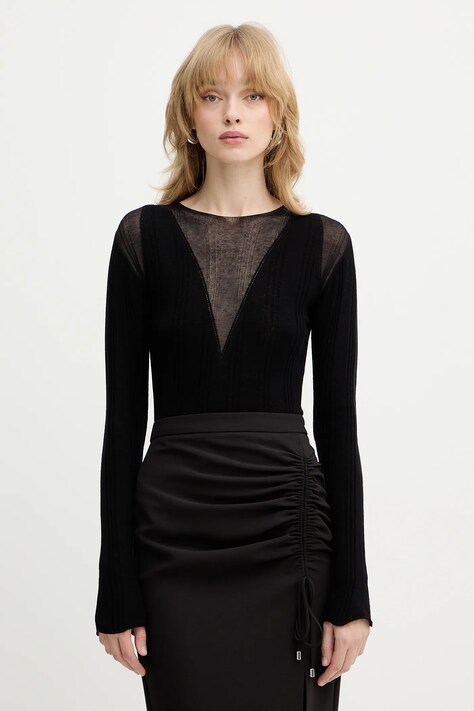 Pinko sweter z dodatkiem wełny damski kolor czarny lekki 106317 A34B