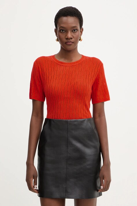 Patrizia Pepe sweter z dodatkiem wełny damski kolor pomarańczowy lekki 8K0377 K307