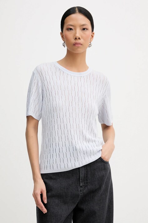 Patrizia Pepe sweter z dodatkiem wełny damski kolor niebieski lekki 8K0377 K307