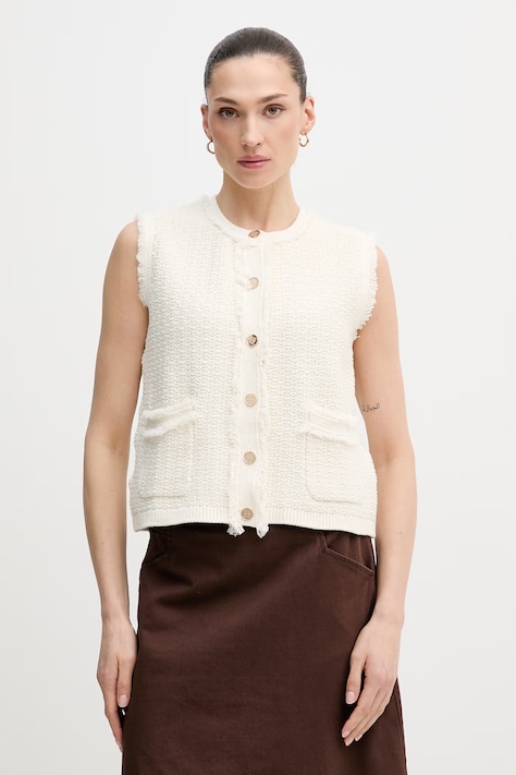 Pedro del Hierro vestă din bumbac culoarea bej, 5503019