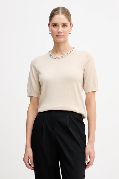 Joop! sweter z dodatkiem wełny damski kolor beżowy 30100450