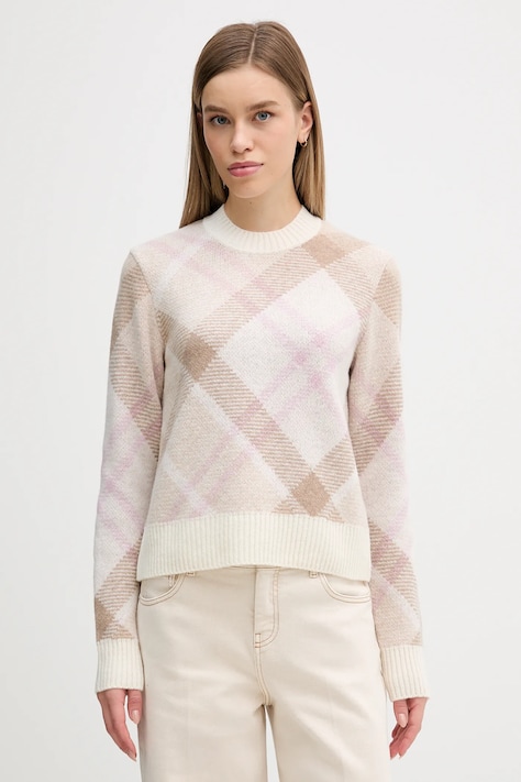 Barbour sweter z dodatkiem wełny Sara damski kolor beżowy LKN1728