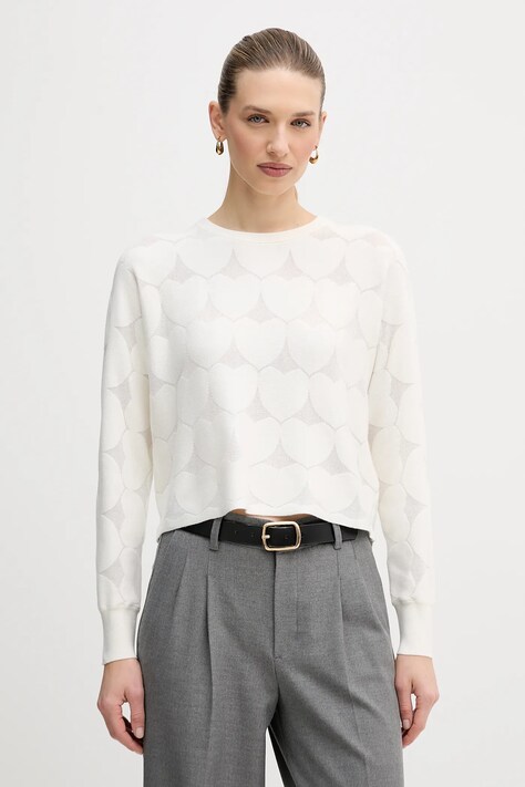 OUI sweter z domieszką jedwabiu damski kolor beżowy lekki 96105