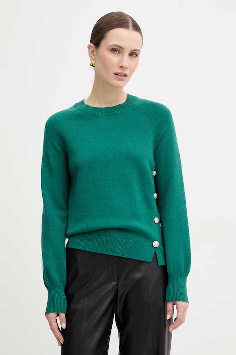 Morgan sweter z domieszką wełny damski kolor zielony MAXI