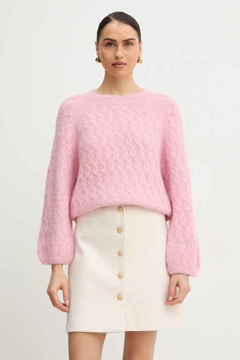 Morgan sweter z domieszką wełny damski kolor różowy MGROVE