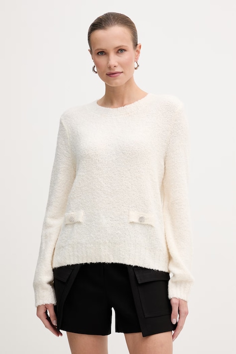 Morgan sweter z domieszką wełny damski kolor beżowy MOUNIE