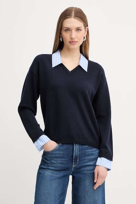 Morgan sweter damski kolor granatowy lekki MRAYI