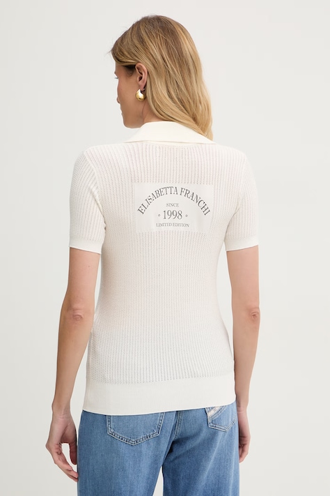 Elisabetta Franchi polo damskie z wiskozy beżowe MK74Q61E2