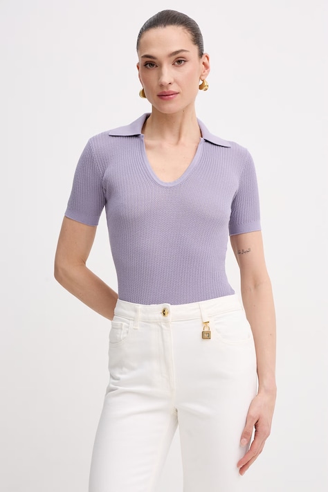 Elisabetta Franchi polo damskie z wiskozy fioletowe MK74Q61E2