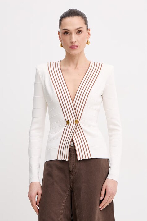 Elisabetta Franchi kardigan damski z wiskozą beżowy MK78S61E2