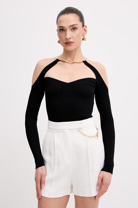 Elisabetta Franchi sweter damski z wiskozy czarny MK89S61E2