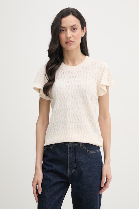 Mos Mosh sweter damski bawełniany Ganna beżowy 177580