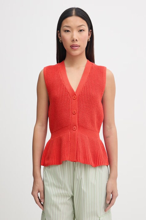 Mos Mosh sweter rozpinany damski bawełniany Herbi pomarańczowy 176700