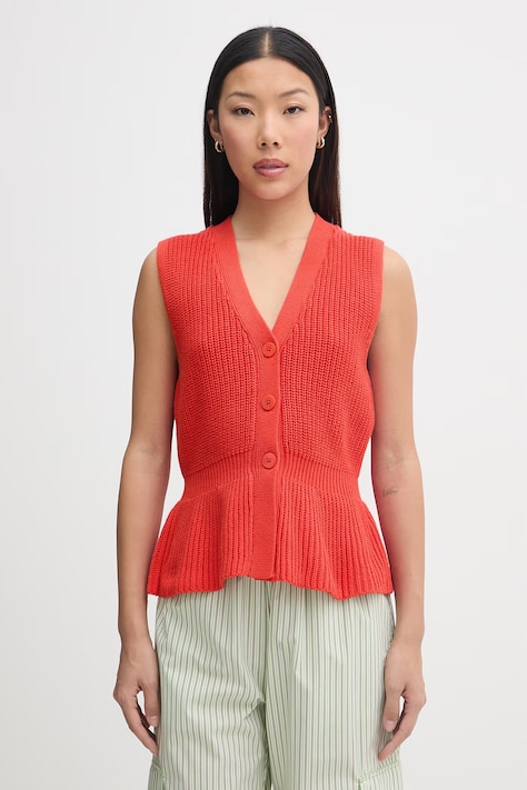 Mos Mosh sweter rozpinany damski bawełniany Herbi pomarańczowy 176700