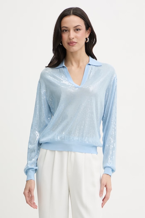 Liu Jo блуза дамска с вискоза синя с пайети WA6218 MA68R
