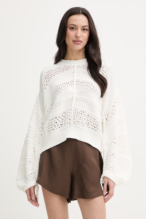 Liu Jo sweter damski bawełniany beżowy WA6419 MA86R