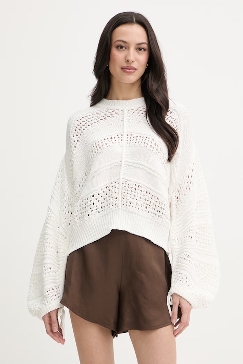 Liu Jo sweter damski bawełniany beżowy WA6419 MA86R