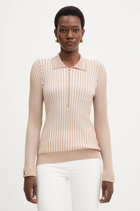Liu Jo sweter damski kolor beżowy lekki TA6115 MS55N