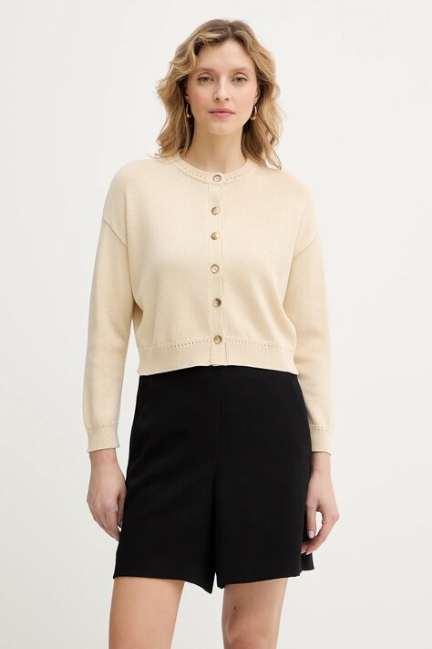 Marella kardigan bawełniany ALCUNO damski kolor beżowy lekki 2613341094200