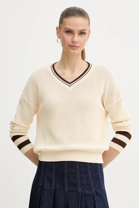 Marella sweter bawełniany FESTOSO damski kolor beżowy 2613361034200