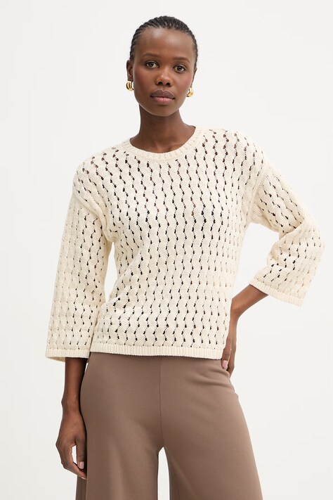 Marella sweter damski bawełniany MLMFIORIRE beżowy 2613361155200
