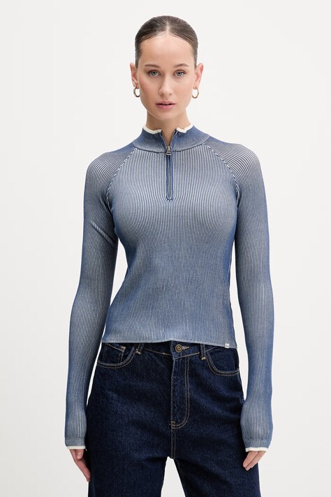 Guess Jeans sweter damski kolor niebieski lekki W6RR19 Z3P32