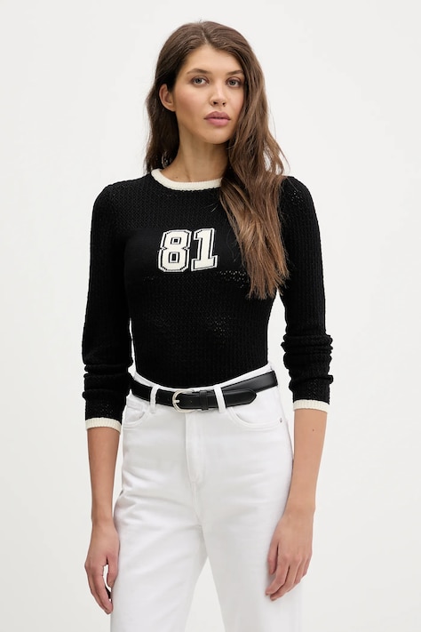 Guess Jeans sweter damski kolor czarny ciepły W6RR24 Z4351