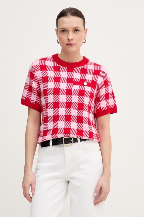 Barbour sweter bawełniany Esther damski kolor czerwony LKN1753