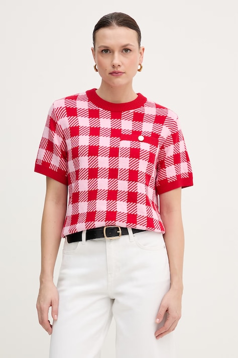 Barbour sweter bawełniany Esther damski kolor czerwony LKN1753