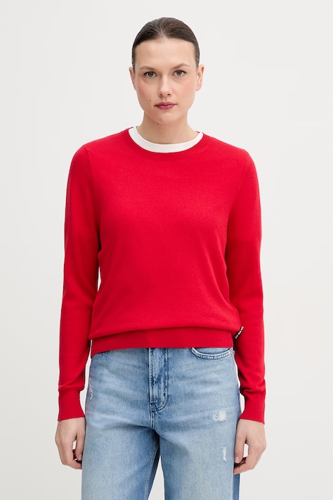 Barbour sweter z dodatkiem wełny Oakley kolor czerwony lekki LKN1763