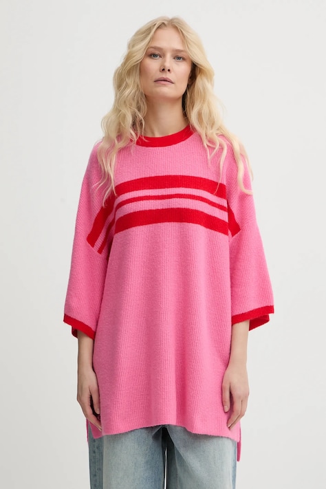 American Vintage sweter z dodatkiem wełny damski kolor różowy DAM18H