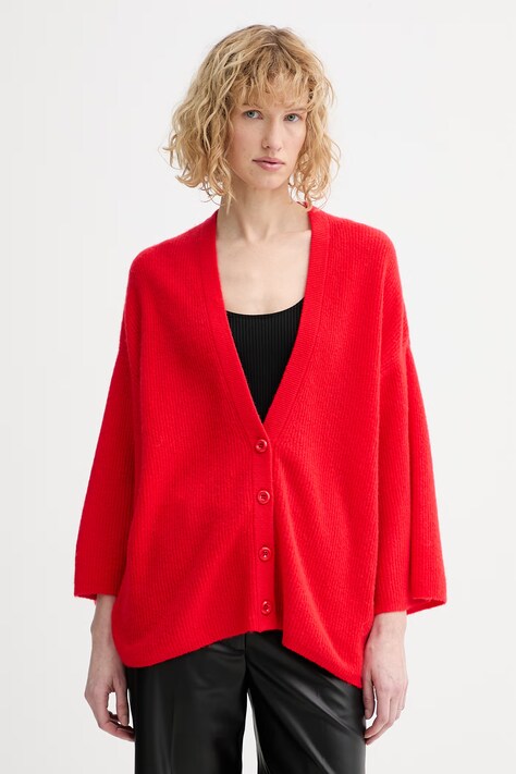 American Vintage kardigan z dodatkiem wełny damski kolor czerwony DAM19F