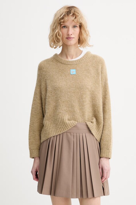 American Vintage sweter z dodatkiem wełny damski kolor zielony ciepły EAST18VC