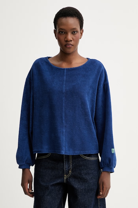 American Vintage bluza bawełniana damska kolor granatowy gładka FUX03A