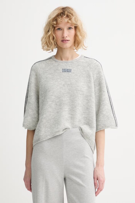 American Vintage sweter z domieszką alpaki damski kolor szary lekki VITO18N
