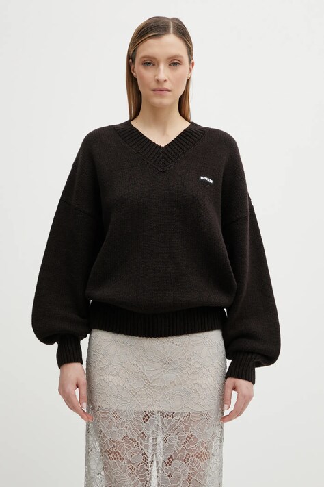 Rotate sweter wełniany damski kolor brązowy 1151411667