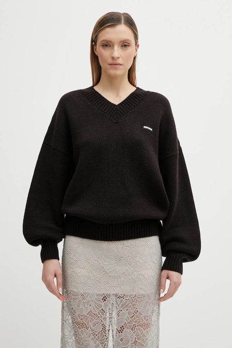 Rotate sweter wełniany damski kolor brązowy 1151411667