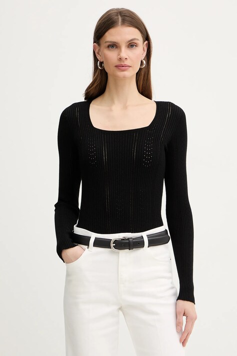 Twinset sweter damski kolor czarny lekki 261TP3400