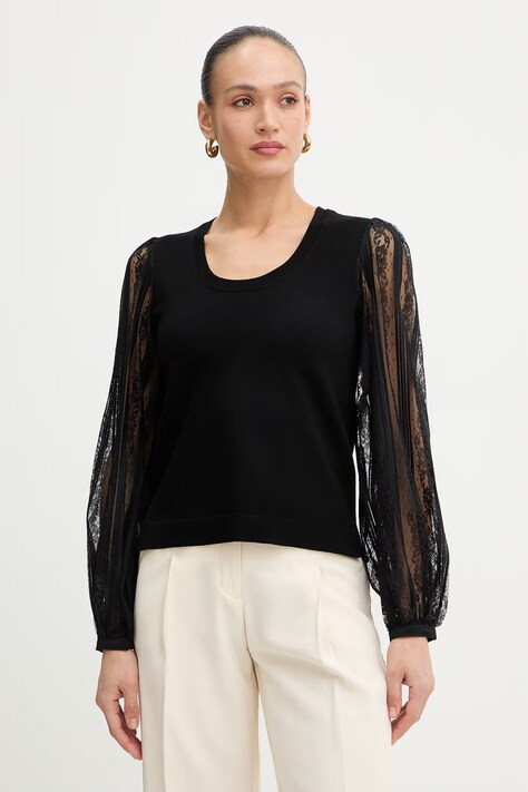 Twinset sweter damski kolor czarny lekki 261TP3432