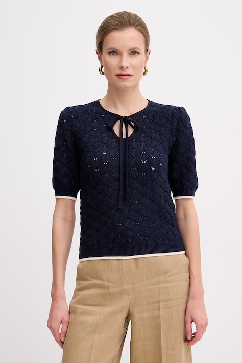 Twinset пуловер дамски от памук тъмносин 261TP3031