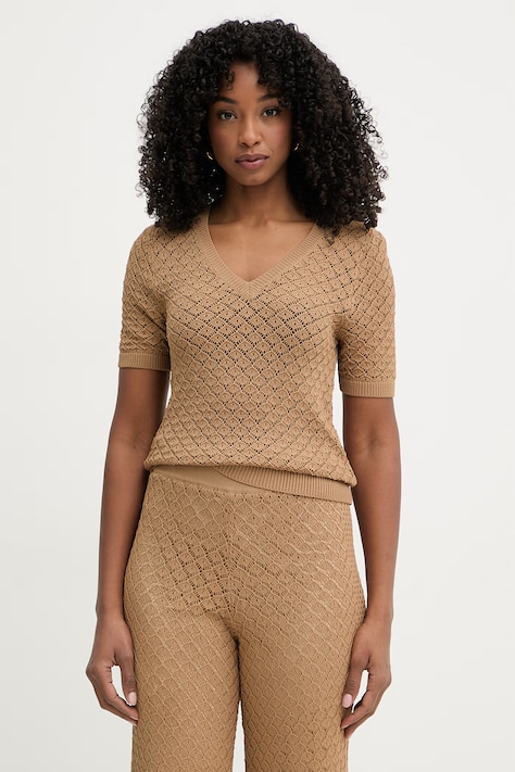 Twinset sweter damski z wiskozą brązowy 261LL3ADD