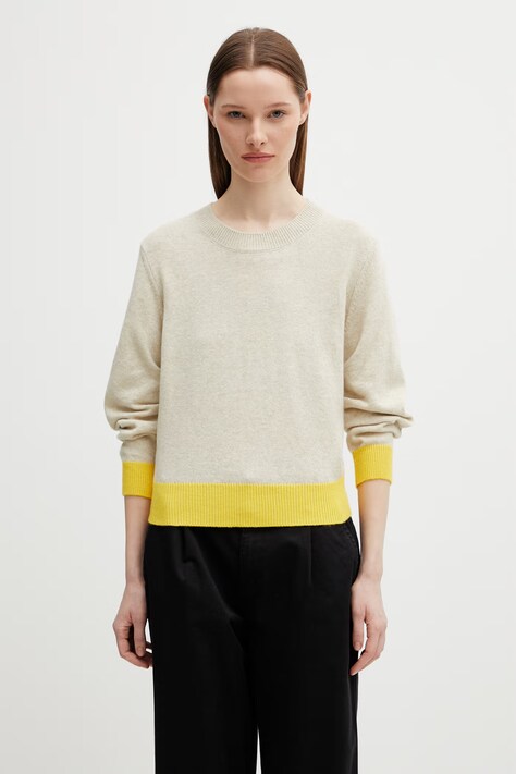 Axel Arigato Rina Gathered Sweater sweter z dodatkiem wełny damski beżowy A3704002