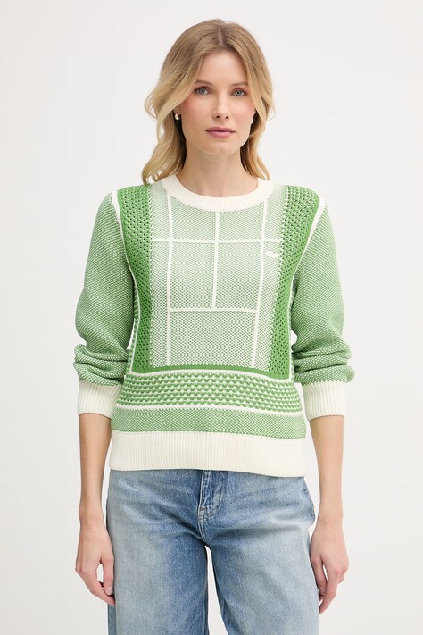 Lacoste sweter damski z bawełną zielony AF9867