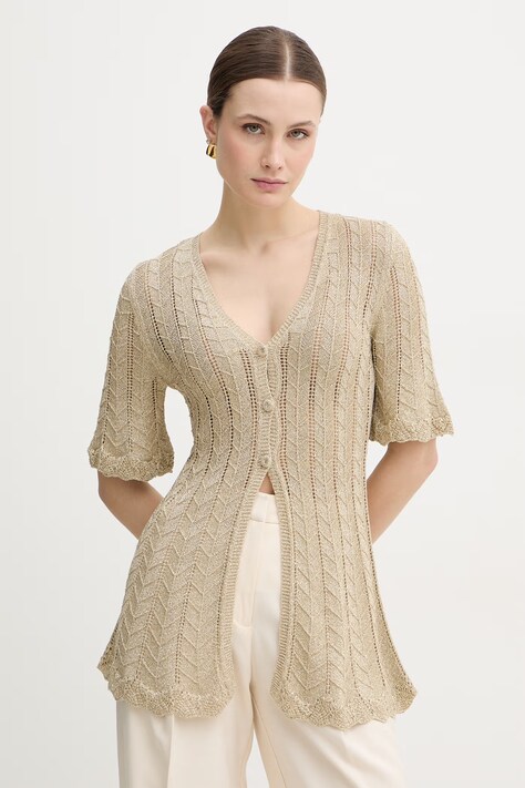 Twinset kardigan damski kolor beżowy lekki 261TT3320