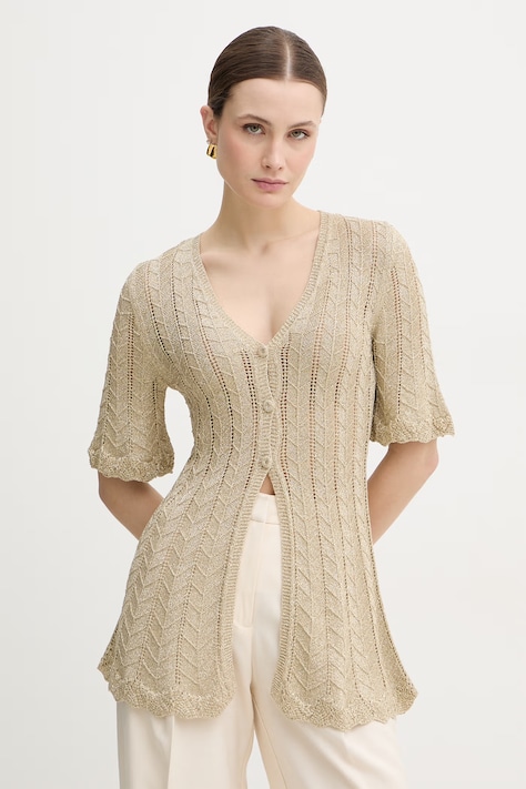 Twinset kardigan damski kolor beżowy lekki 261TT3320