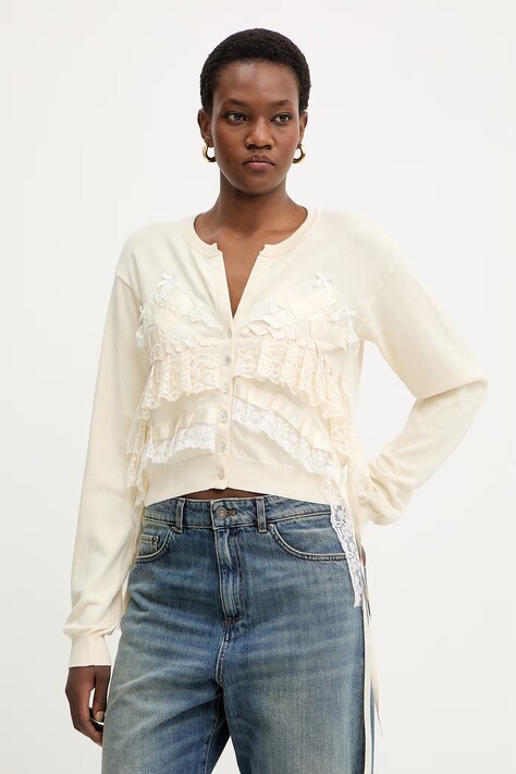 Aniye By kardigan bawełniany damski kolor beżowy lekki 185499