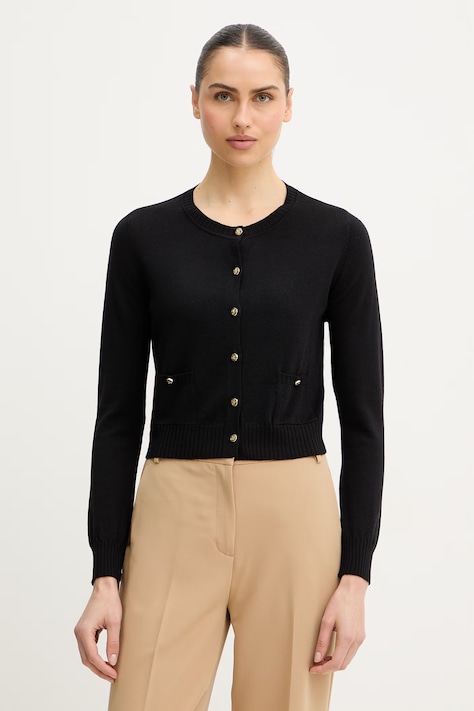 Luisa Spagnoli kardigan wełniany Merletti damski kolor czarny lekki 100280