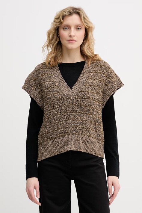 Sisley svetr dámský s bavlnou hnědý 174VL401K