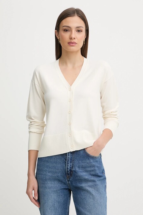 Sisley kardigan damski kolor beżowy lekki 17Q3L603J